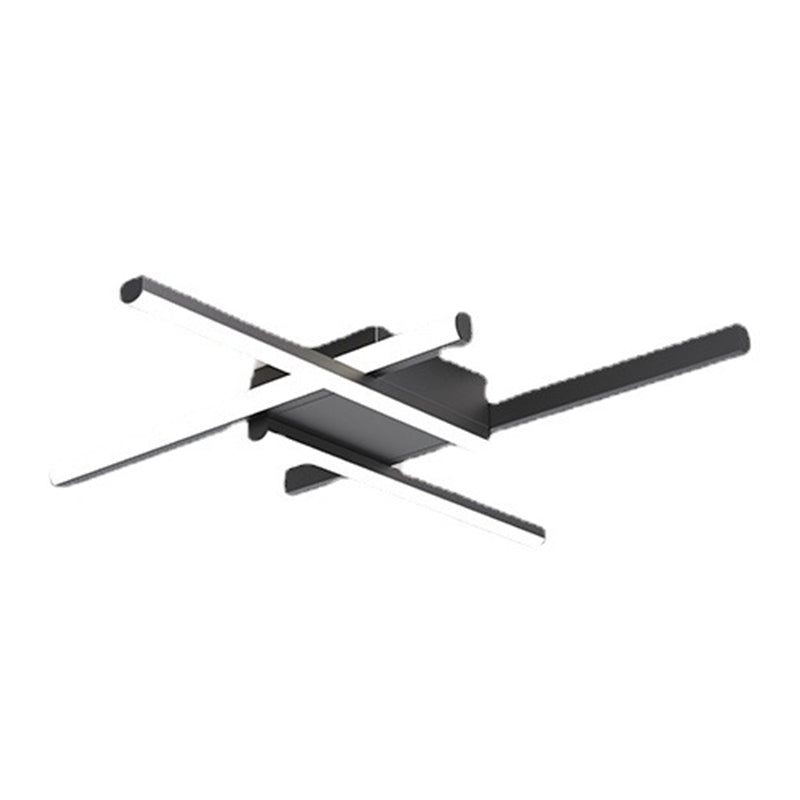 Aluminum Crossed Line Ceiling Fixture Minimalist LED Black Ceiling Light