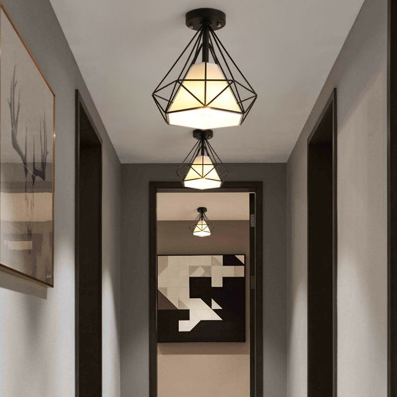 Industrial Style Geometry Shape Ceiling Light Metal 1 Light Ceiling Light for Restaurant