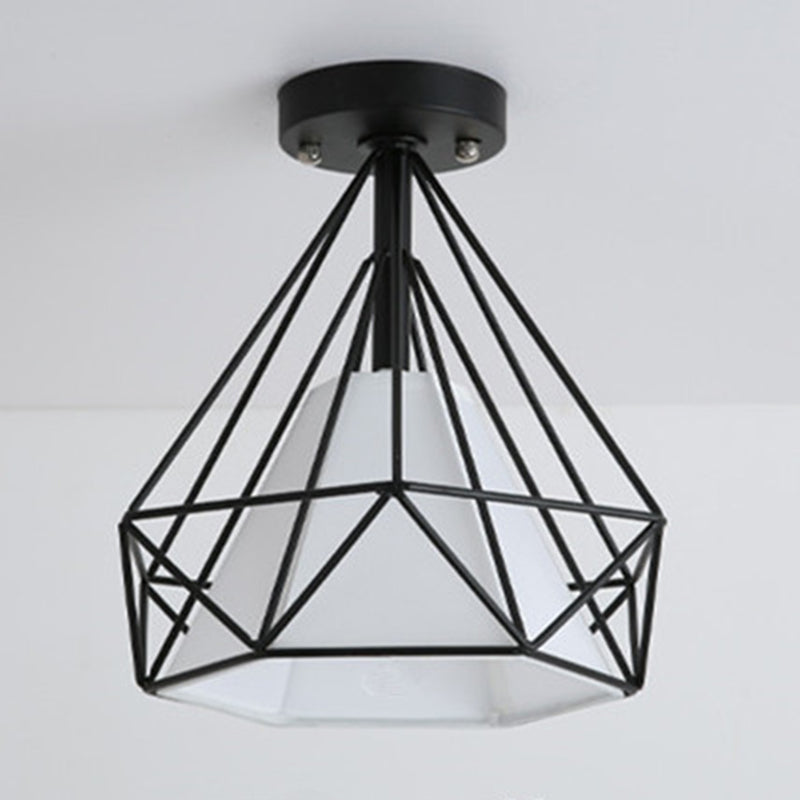 Industrial Style Geometry Shape Ceiling Light Metal 1 Light Ceiling Light for Restaurant