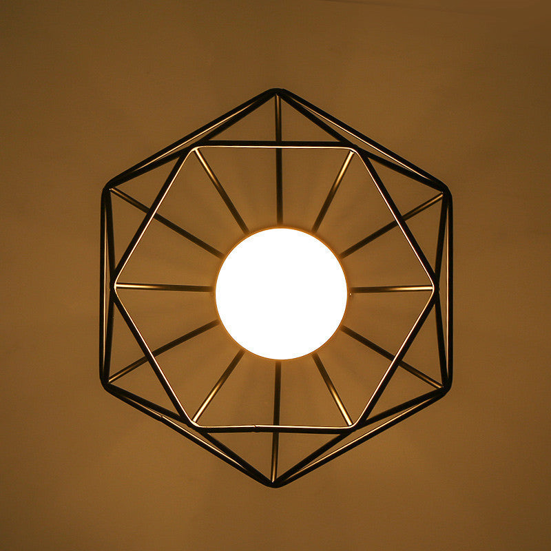 Industrial Style Geometry Shape Ceiling Light Metal 1 Light Ceiling Light for Restaurant