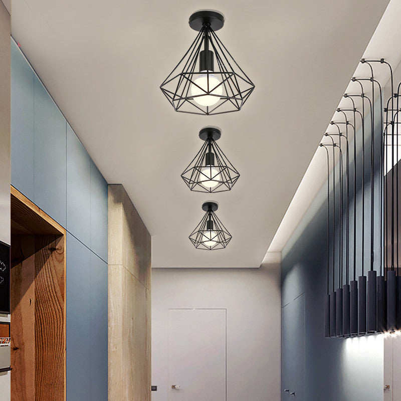 Industrial Style Geometry Shape Ceiling Light Metal 1 Light Ceiling Light for Restaurant