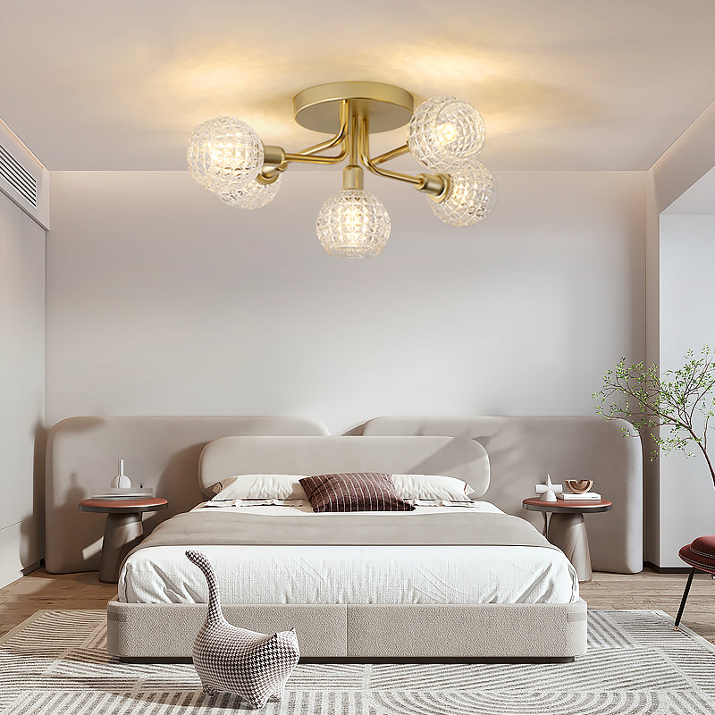 5 Light Spherical Ceiling Light Modern Style Glass Ceiling Lighting for Dining Room