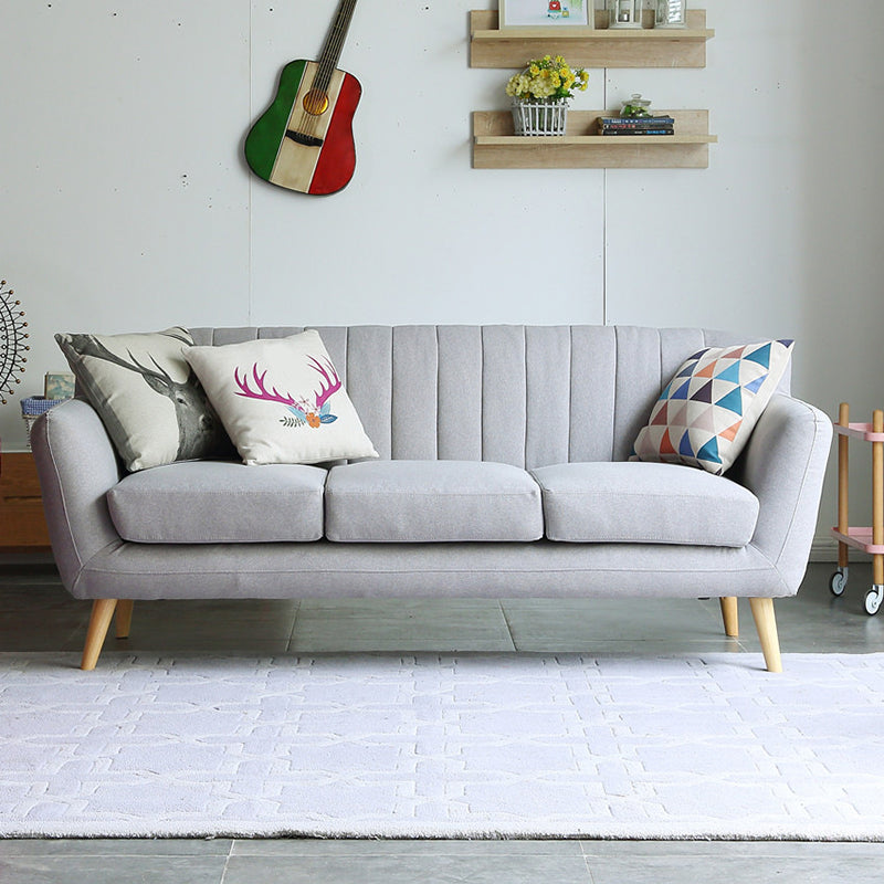 Modernism 1/3-seater Fabric Sofa Flared Arm Sofa with Wood Legs