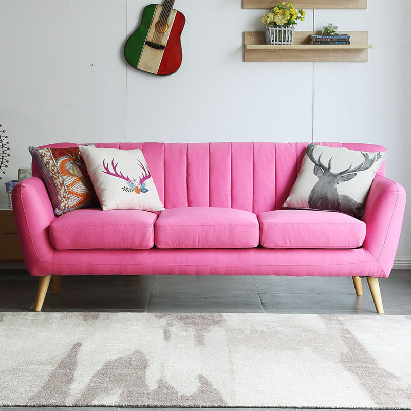 Modernism 1/3-seater Fabric Sofa Flared Arm Sofa with Wood Legs