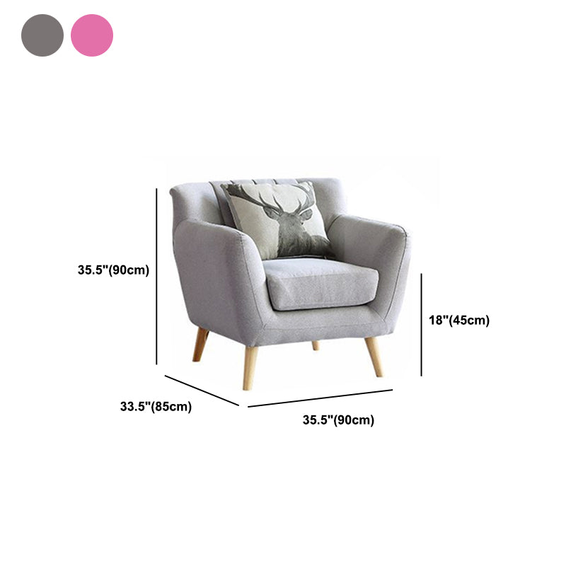 Modernism 1/3-seater Fabric Sofa Flared Arm Sofa with Wood Legs