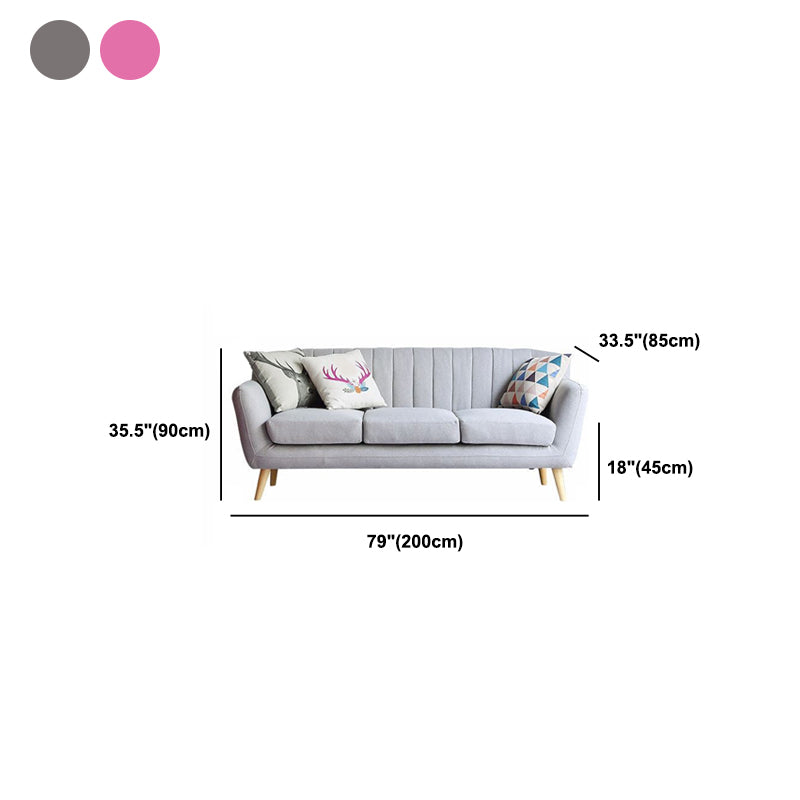 Modernism 1/3-seater Fabric Sofa Flared Arm Sofa with Wood Legs