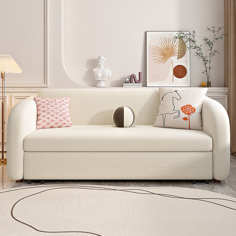 Contemporary Beige Sofa Bed Tuxedo Arm Sofa Bed with 2 Pillows
