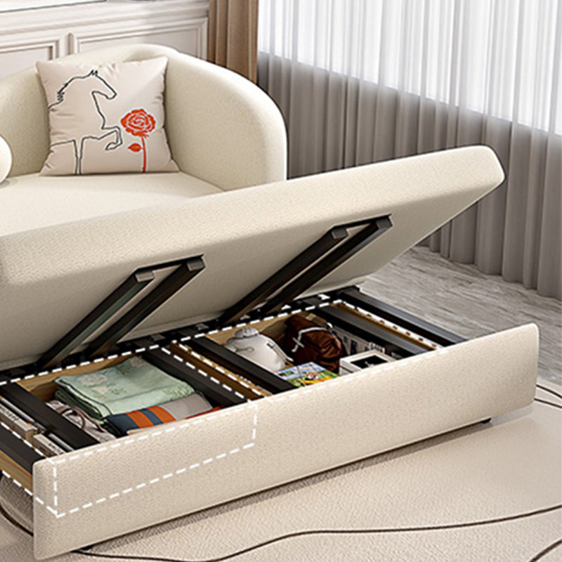Contemporary Beige Sofa Bed Tuxedo Arm Sofa Bed with 2 Pillows