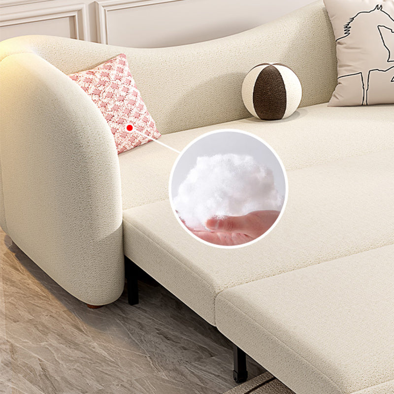 Contemporary Beige Sofa Bed Tuxedo Arm Sofa Bed with 2 Pillows