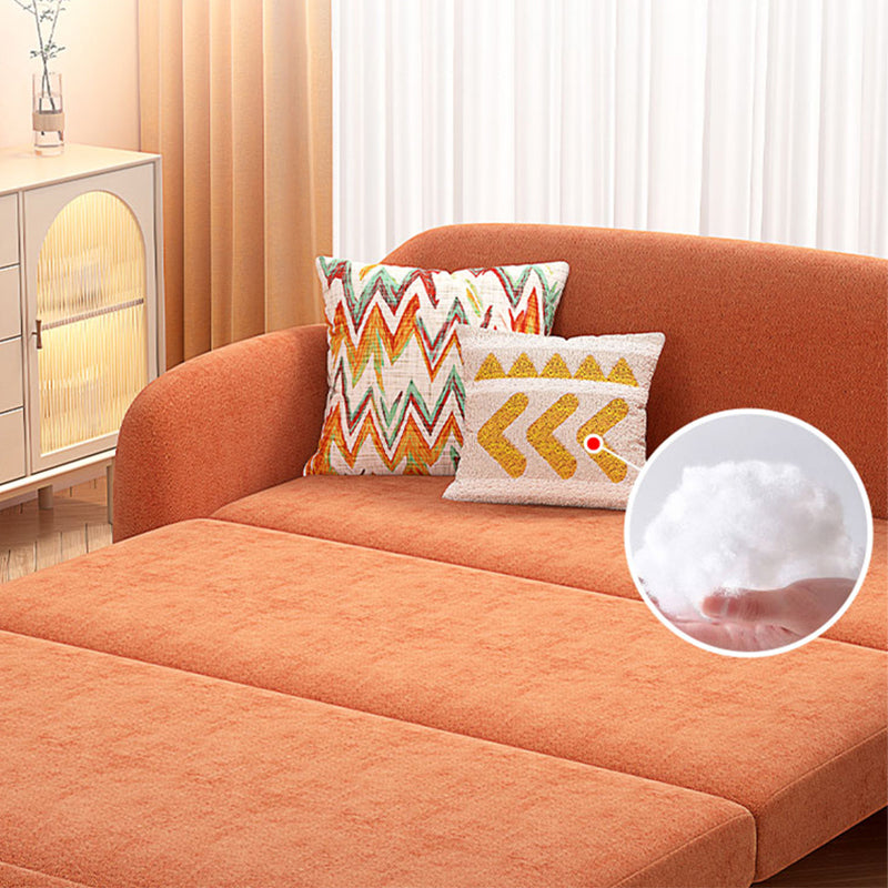 Round Arm Sofa Bed with 2 Pillows Slipcovered Sofa in Orange