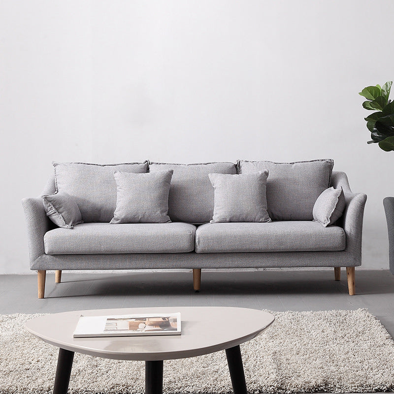 Modern Fabric Stationary Sofa 1/3-seat Flared Arm Sofa in Grey