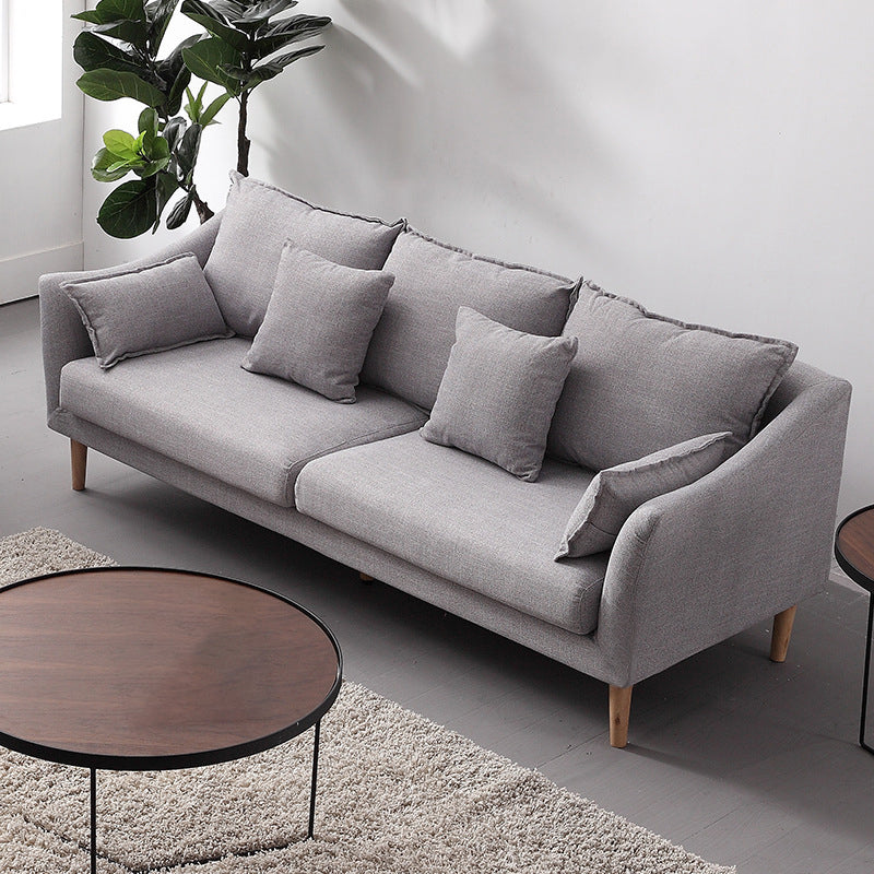 Modern Fabric Stationary Sofa 1/3-seat Flared Arm Sofa in Grey