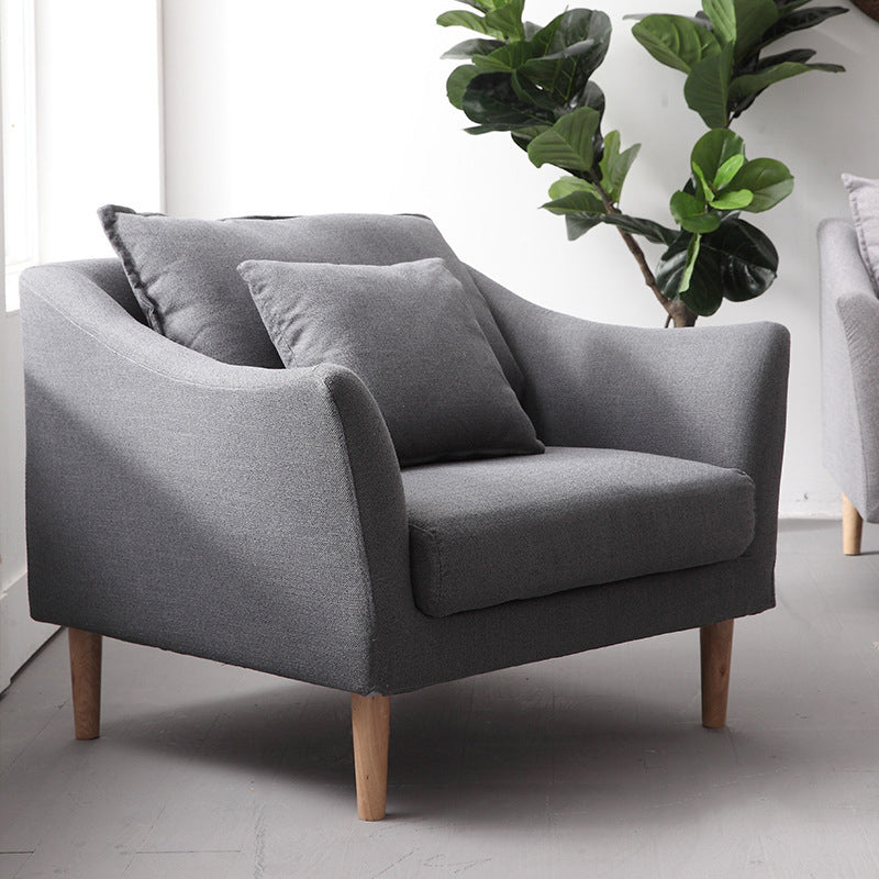 Modern Fabric Stationary Sofa 1/3-seat Flared Arm Sofa in Grey