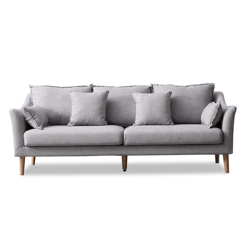 Modern Fabric Stationary Sofa 1/3-seat Flared Arm Sofa in Grey