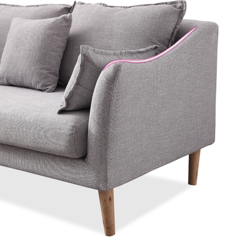 Modern Fabric Stationary Sofa 1/3-seat Flared Arm Sofa in Grey