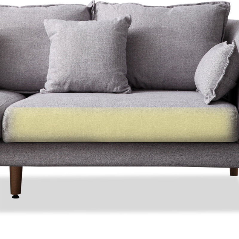 Modern Fabric Stationary Sofa 1/3-seat Flared Arm Sofa in Grey