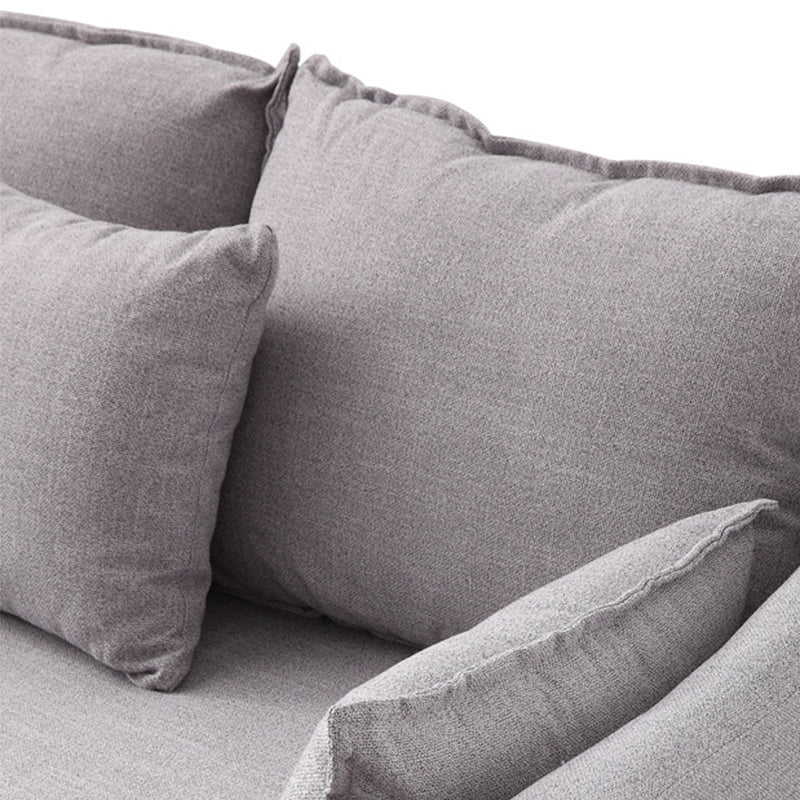 Modern Fabric Stationary Sofa 1/3-seat Flared Arm Sofa in Grey