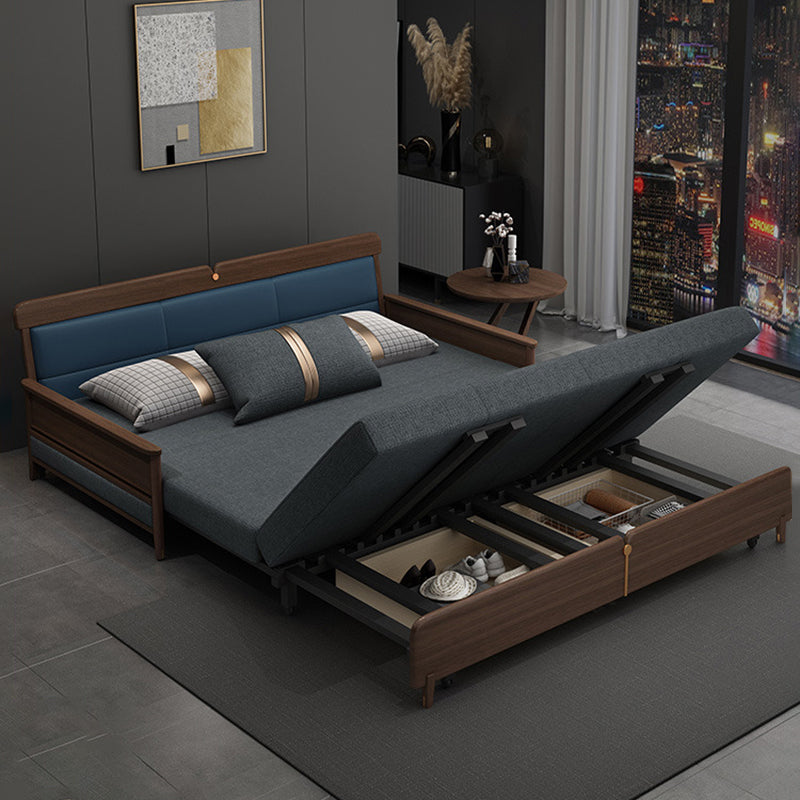 Modern Armless Sofa Bed with Storage Linen Sofa Bed in Brown