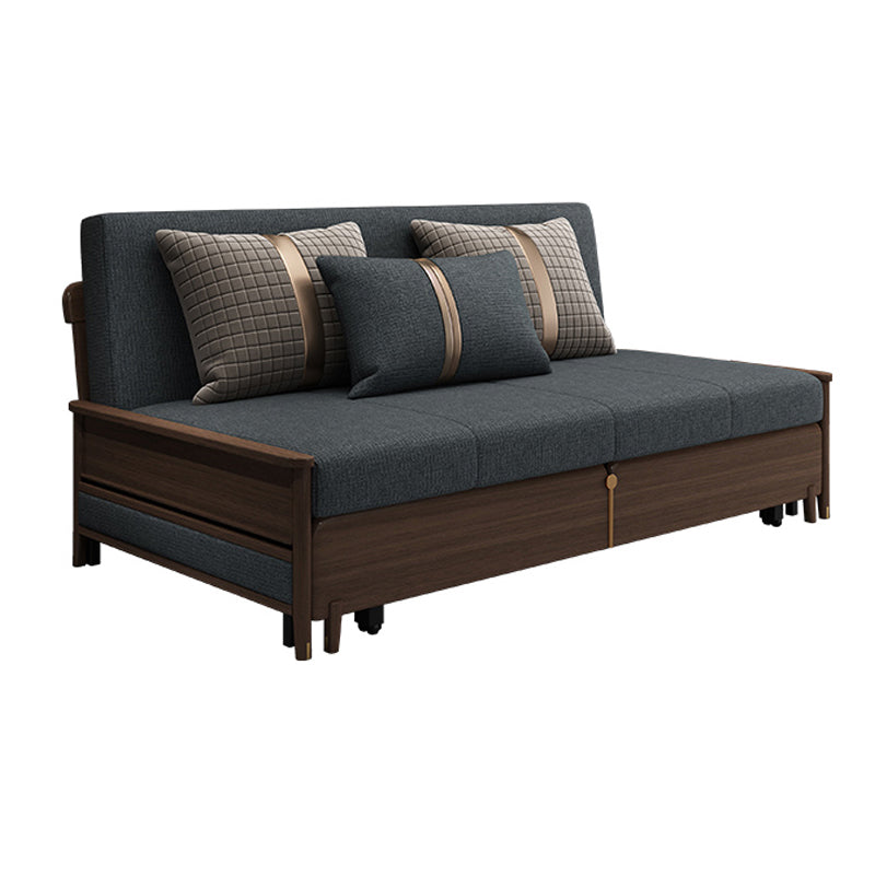 Modern Armless Sofa Bed with Storage Linen Sofa Bed in Brown