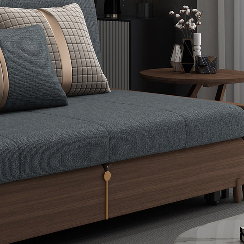 Modern Armless Sofa Bed with Storage Linen Sofa Bed in Brown