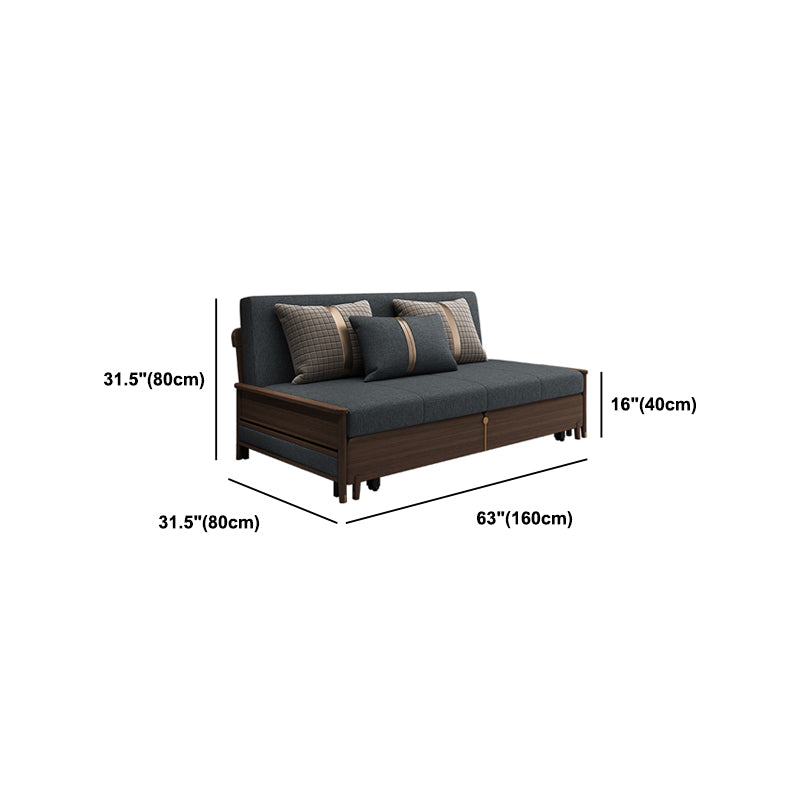 Modern Armless Sofa Bed with Storage Linen Sofa Bed in Brown