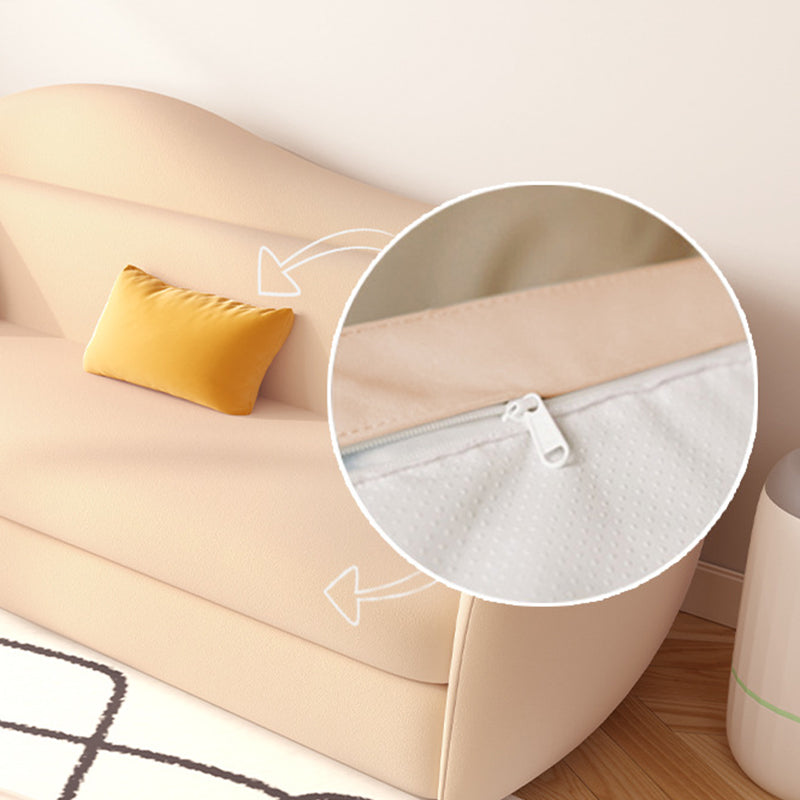 Faux Leather Sofa 37.40" W Convertible Sofa Bed in White for Living Room
