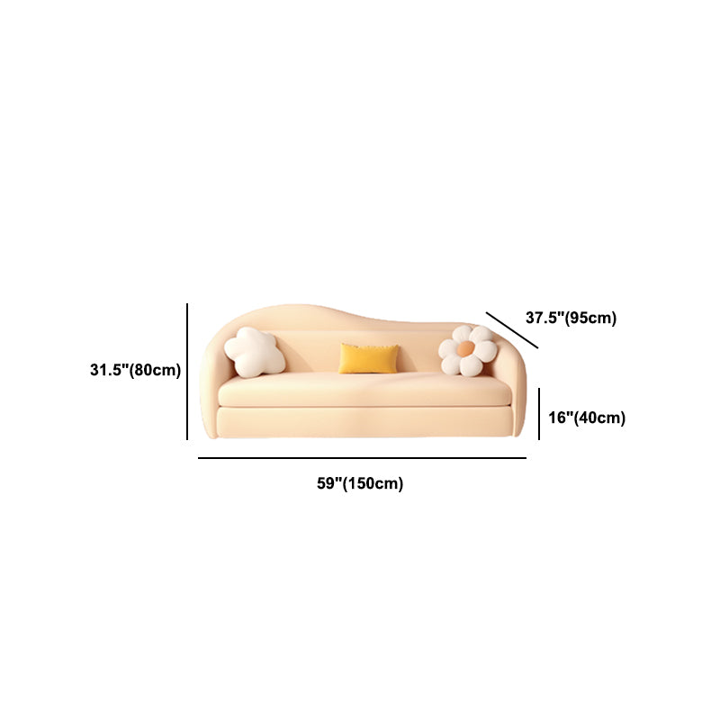 Faux Leather Sofa 37.40" W Convertible Sofa Bed in White for Living Room