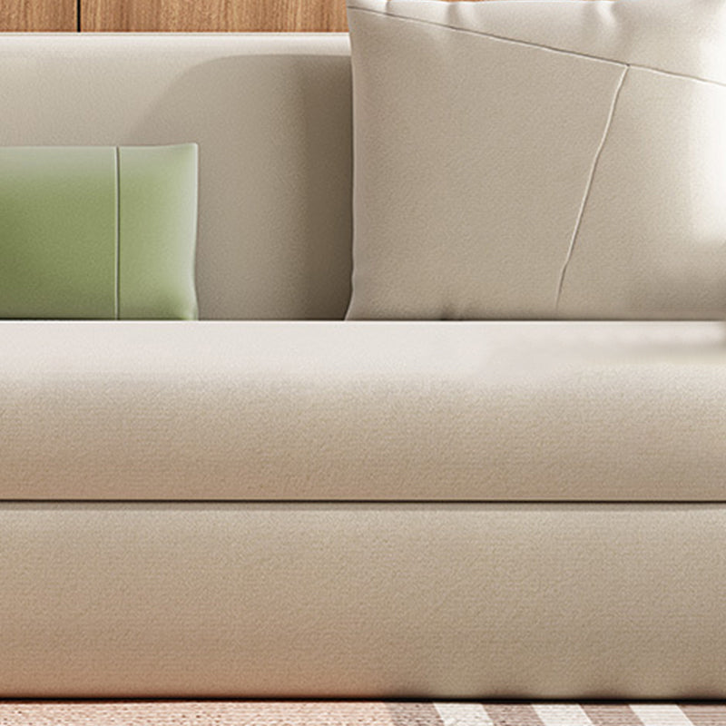 64.96" L Leather Sofa White Convertible Sofa Bed with Tight Back