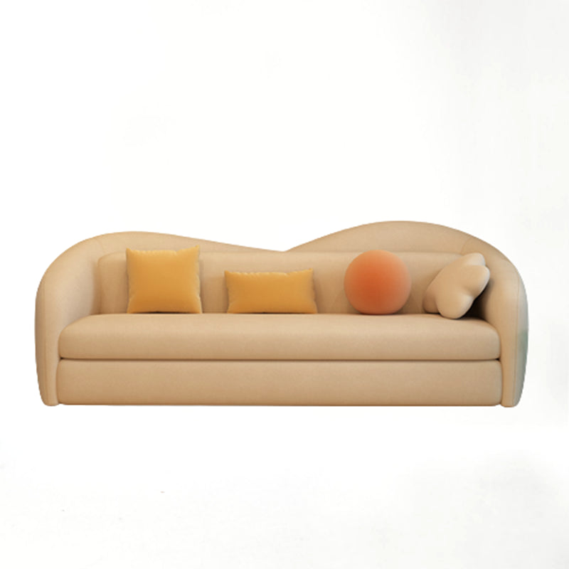 Convertible Sofa Faux Leather Sofa Bed with Sloped Arm in White