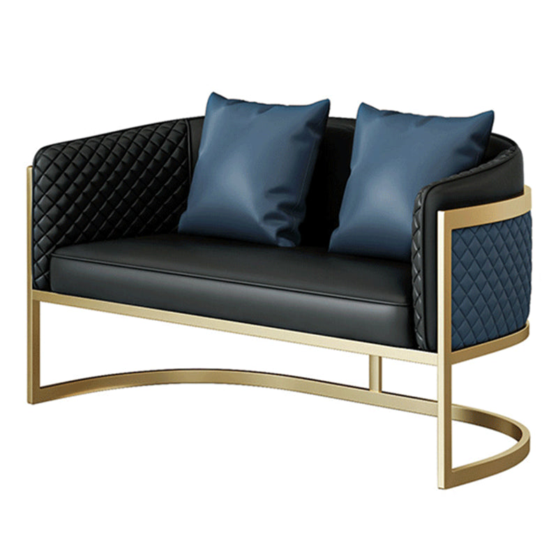Faux Leather Sofa Modern Tuxedo Arm Sofa with Tight Back Water  Resistant