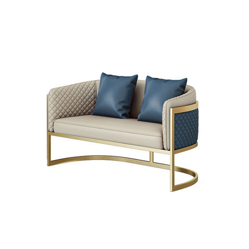 Faux Leather Sofa Modern Tuxedo Arm Sofa with Tight Back Water  Resistant