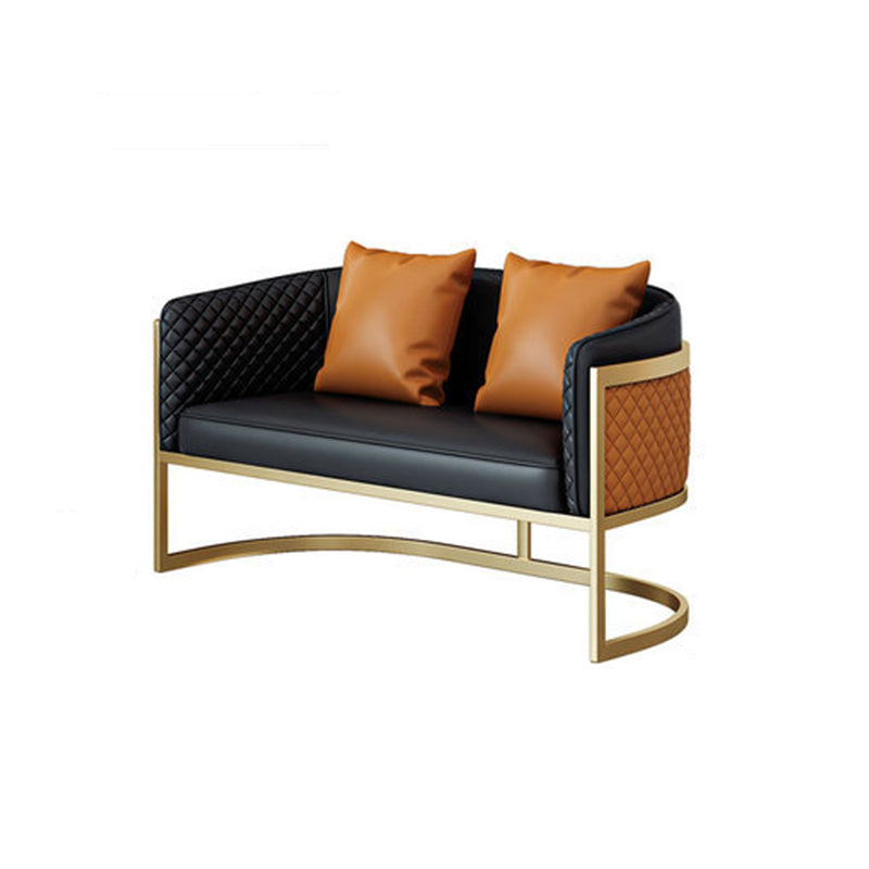 Faux Leather Sofa Modern Tuxedo Arm Sofa with Tight Back Water  Resistant