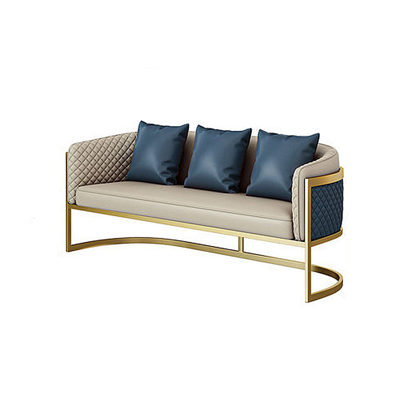Faux Leather Sofa Modern Tuxedo Arm Sofa with Tight Back Water  Resistant