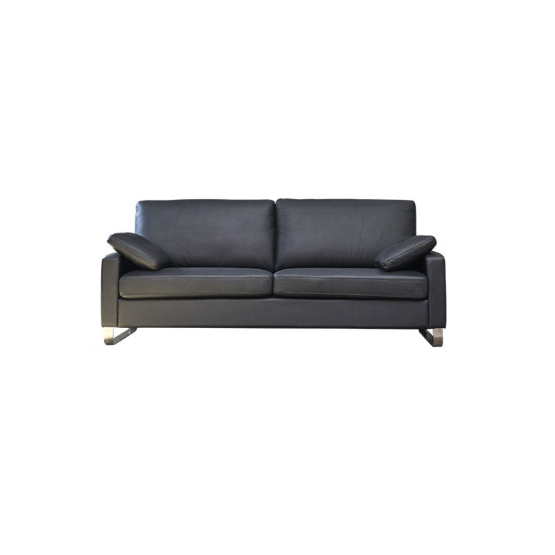 33.46" High Square Arm Sofa Modern Metal and Leather Sofa in Black