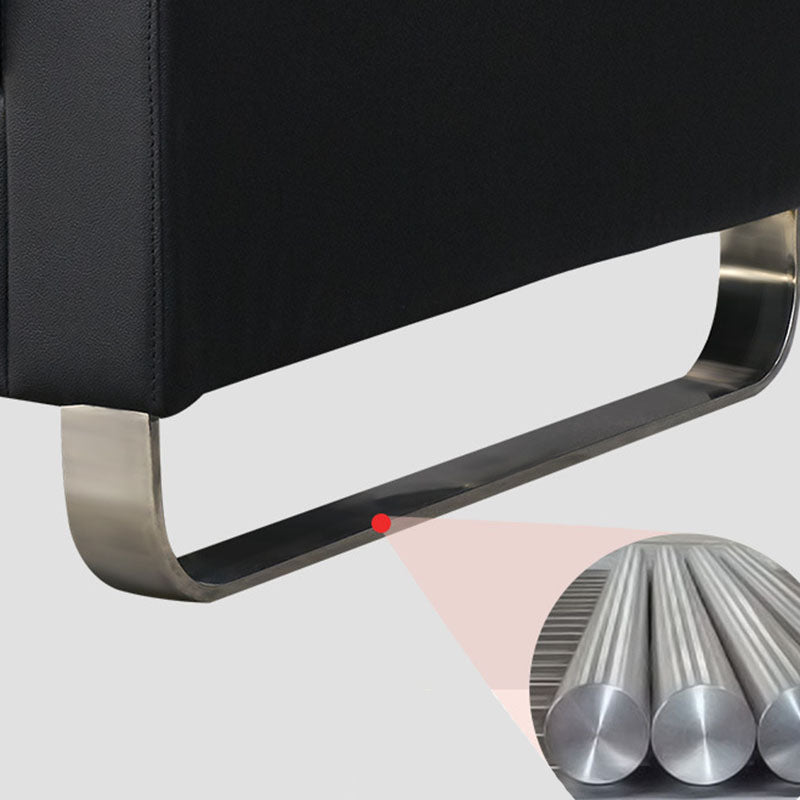 33.46" High Square Arm Sofa Modern Metal and Leather Sofa in Black