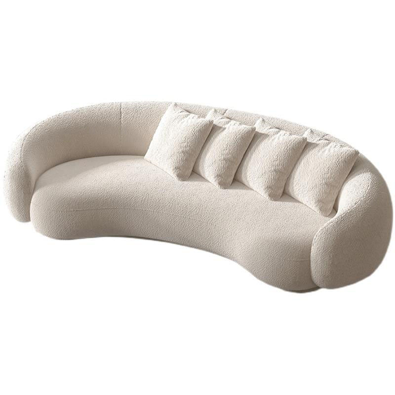 Contemporary Sloped Arm Sofa 25.6" H Curved Back Wool Sofa in Creamy