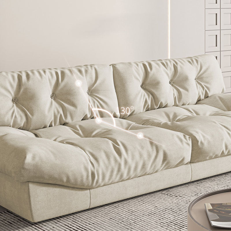 Modern Sewn Pillow Back Settee in Beige/Orange Stain Resistant Sofa