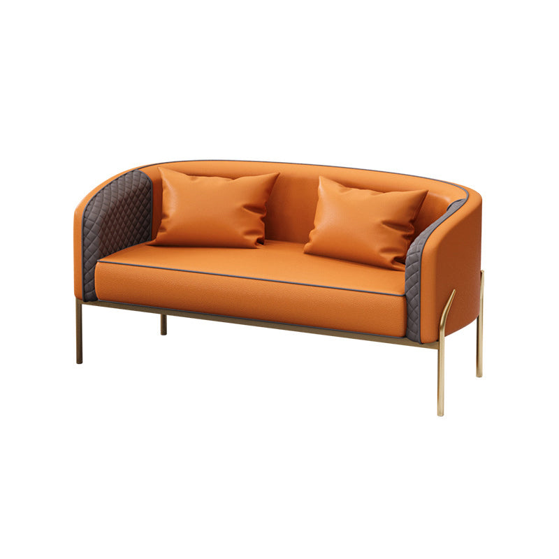 Modern 22.83" Wide Sofa Faux Leather Tuxedo Arm Sofa for Living Room