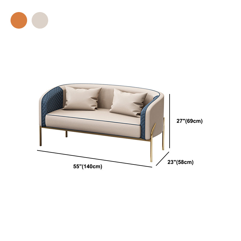 Modern 22.83" Wide Sofa Faux Leather Tuxedo Arm Sofa for Living Room