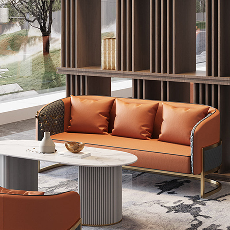 27.55" Wide Faux Leather Sofa Modern Tuxedo Arm Sofa with Tight Back