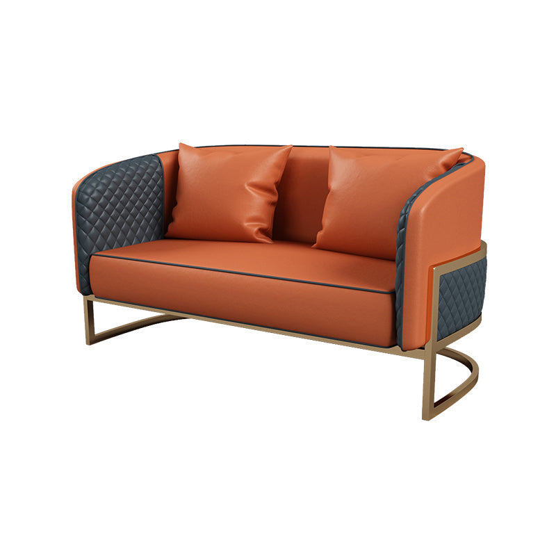 27.55" Wide Faux Leather Sofa Modern Tuxedo Arm Sofa with Tight Back