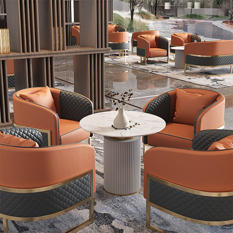 27.55" Wide Faux Leather Sofa Modern Tuxedo Arm Sofa with Tight Back