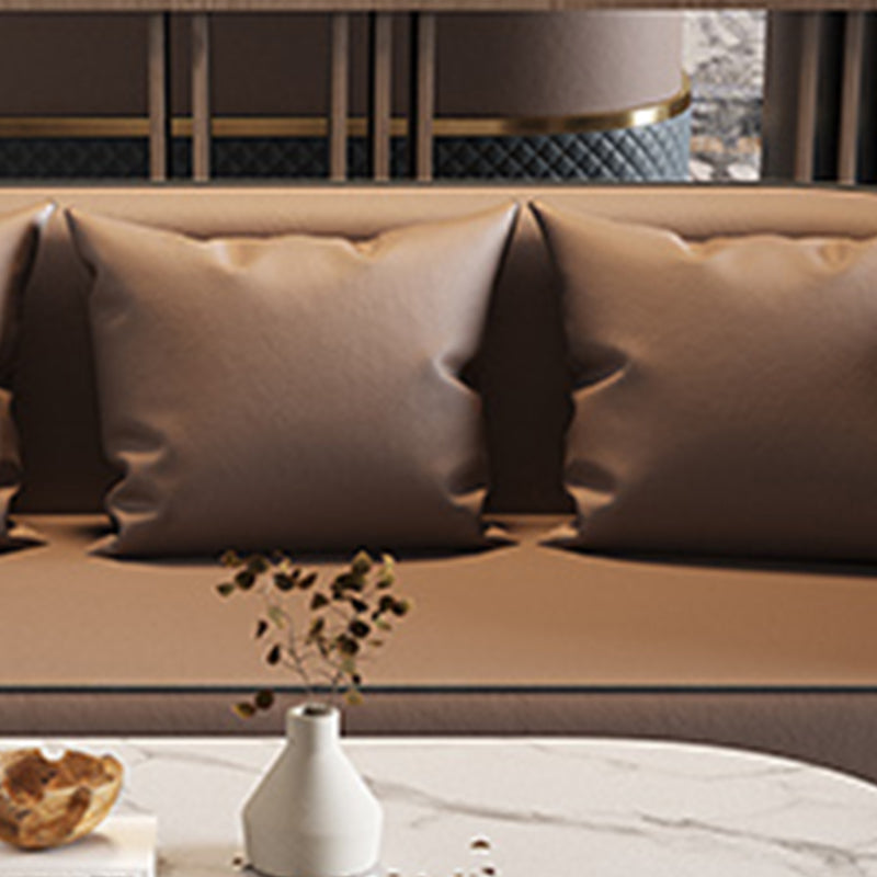 27.55" Wide Faux Leather Sofa Modern Tuxedo Arm Sofa with Tight Back