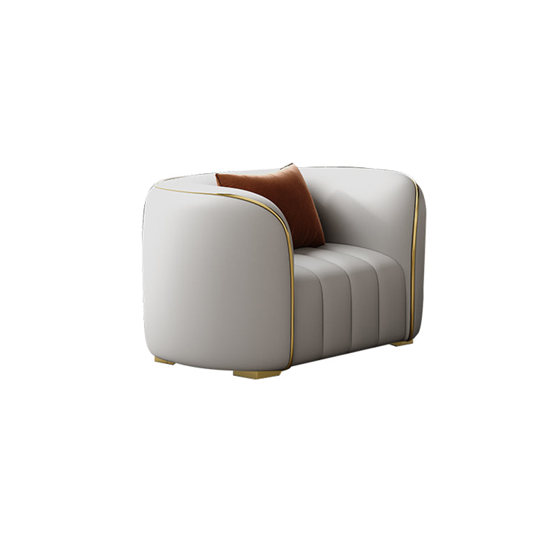 Modern Genuine Leather Sofa for Living Room Tuxedo Arm Sofa with Tight Back