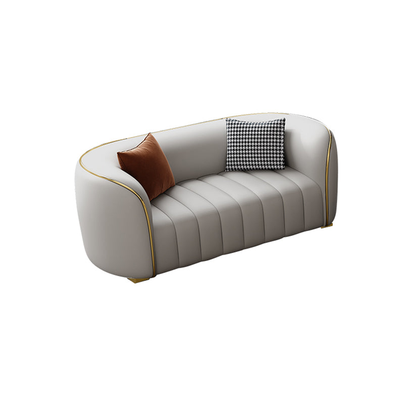 Modern Genuine Leather Sofa for Living Room Tuxedo Arm Sofa with Tight Back