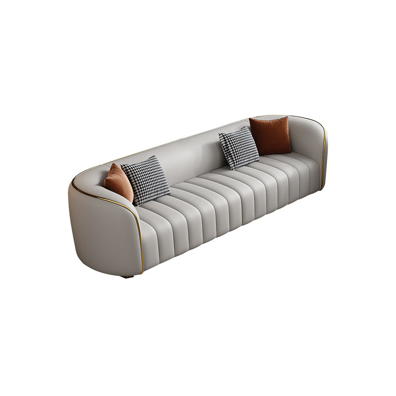 Modern Genuine Leather Sofa for Living Room Tuxedo Arm Sofa with Tight Back