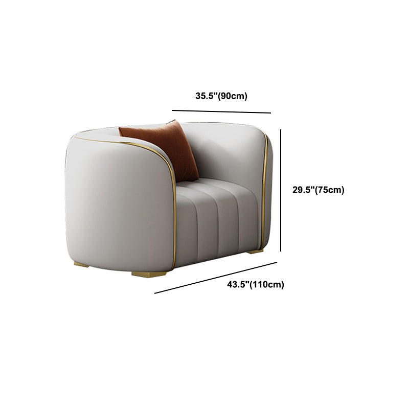 Modern Genuine Leather Sofa for Living Room Tuxedo Arm Sofa with Tight Back