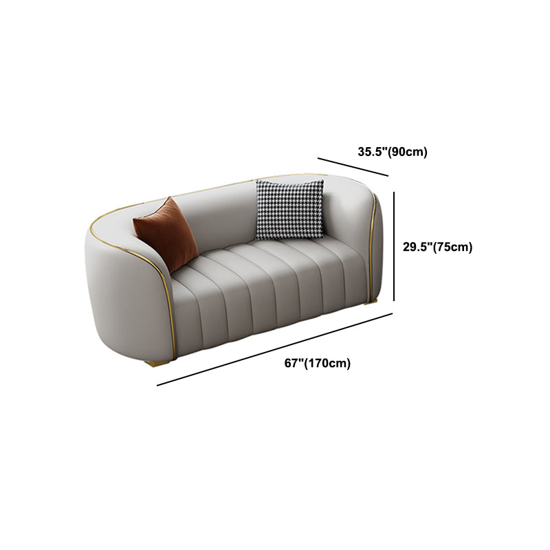 Modern Genuine Leather Sofa for Living Room Tuxedo Arm Sofa with Tight Back