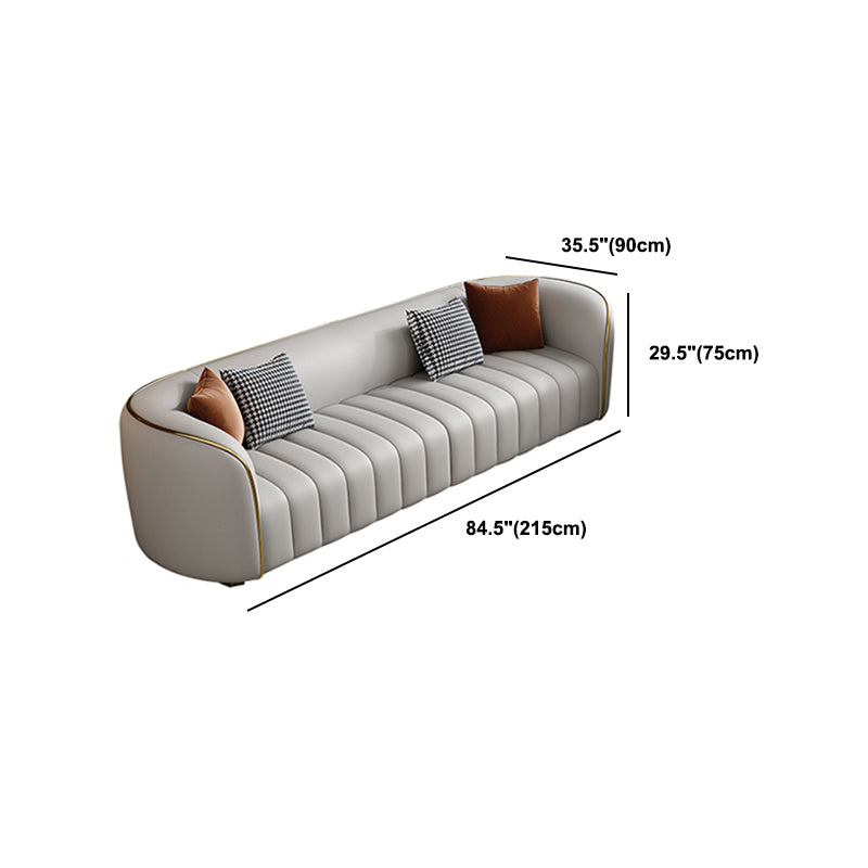Modern Genuine Leather Sofa for Living Room Tuxedo Arm Sofa with Tight Back