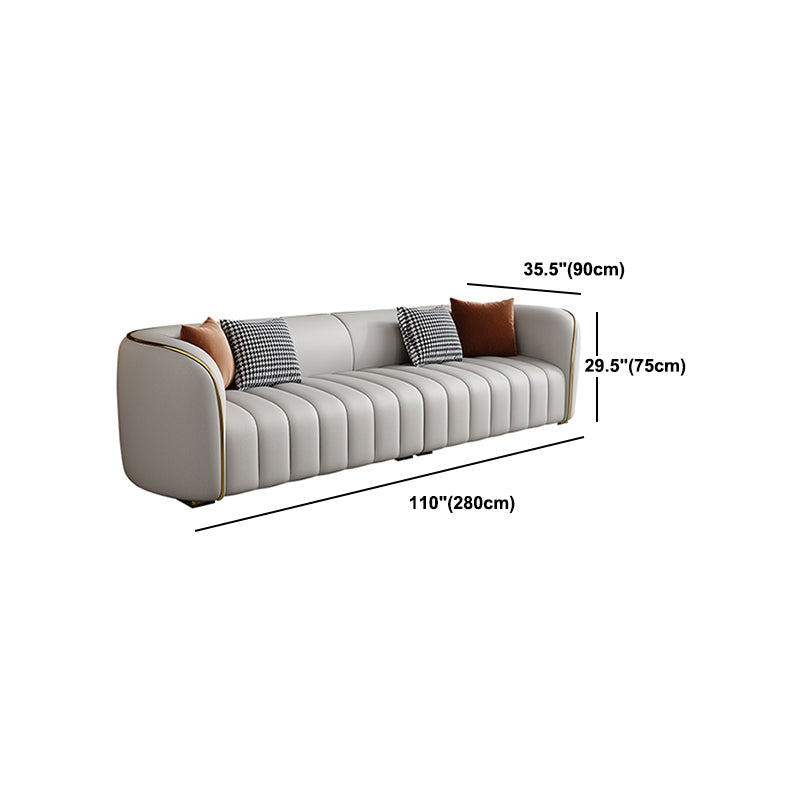 Modern Genuine Leather Sofa for Living Room Tuxedo Arm Sofa with Tight Back